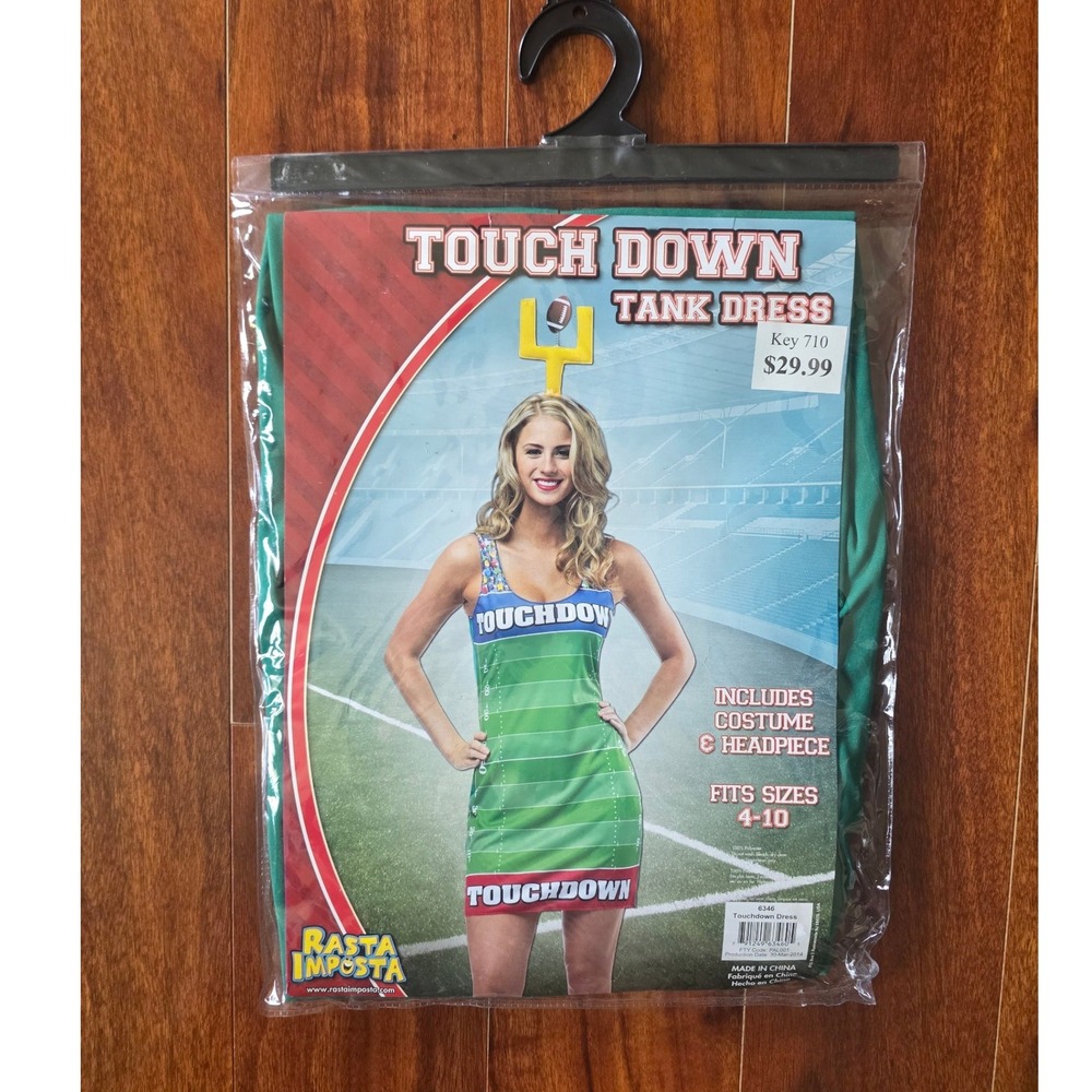 Rasta Imposta Womens Touchdown Tank Dress Football Costume with Headpiece 4-10